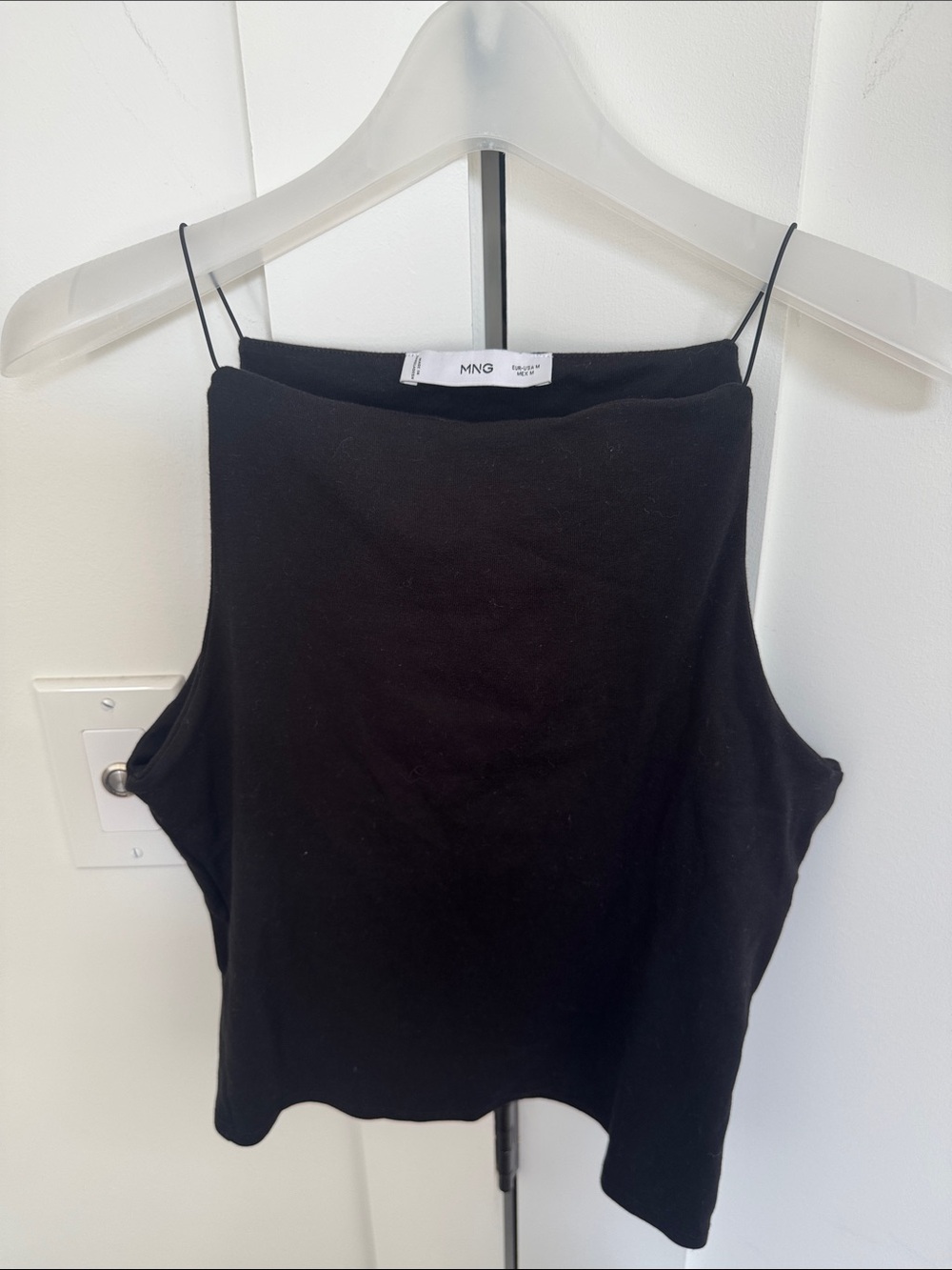 Mango Black High-Neck Spaghetti Strap Camisole